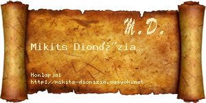 Mikits Dionízia névjegykártya